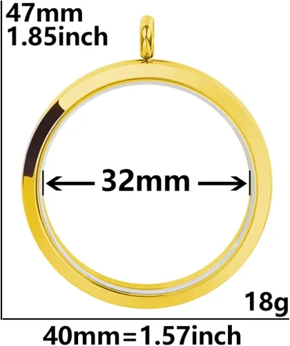 Miniatura 2 de Tamaño redondo Living Memory Photo Relicario Locket Colgante Flotante Cuadro Collares para Mujeres Regalo Joyería, L268-1.575 in