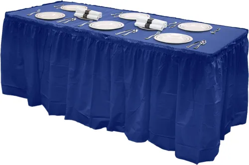 Miniatura 3 de Party Essentials Falda de mesa de plástico desechable resistente, 1 unidad, 29 pulgadas de ancho x 14 pies (168 pulgadas) de largo, amarillo