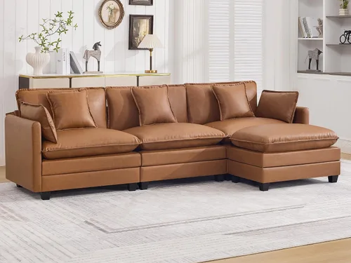 Miniatura 41 de Otomán de Sofá Moderno de Chenille Nube de 35'', Otomán Rectangular para Sofá Seccional Modular, Beige