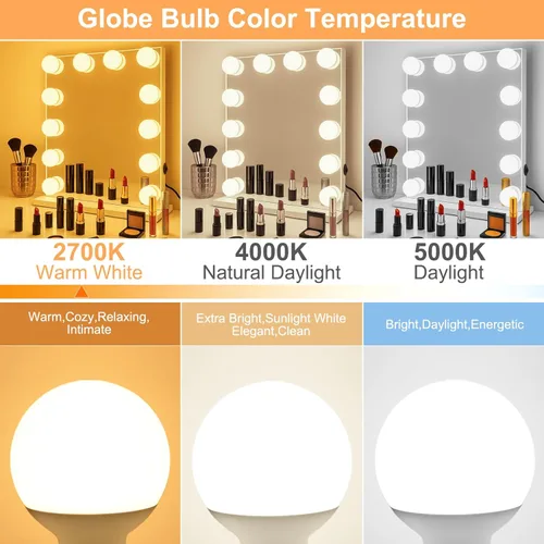 Miniatura 4 de Bombilla LED G25 de 5 W (equivalente incandescente de 60 W) 2700 K blanco suave, bombillas decorativas, base E26, 500 lúmenes, perfecta para espejo