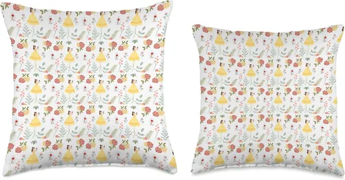 Miniatura 3 de Disney Princesa Bella y Encantada almohada con estampado de rosas, 16.0 x 16.0 in, multicolor