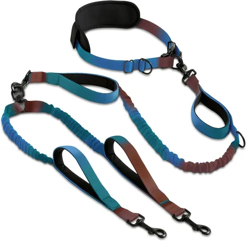 Miniatura 40 de SparklyPets Double Bungee Waist 2 Dog Leash with Back Brace – Dual Dog Leash for Medium/Large Breeds – Running Belt Fanny Pack with Phone, Waste