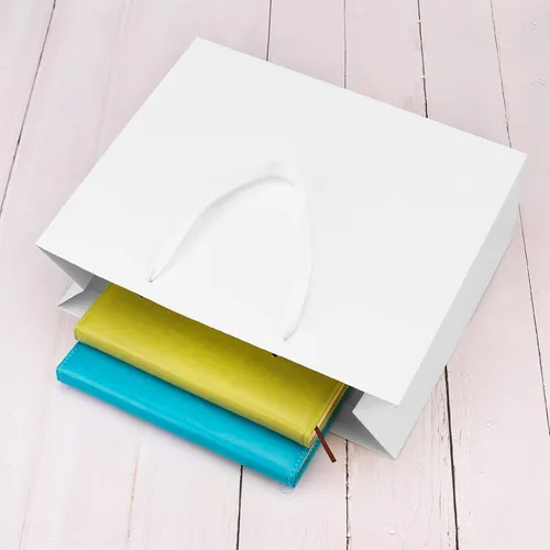 Miniatura 5 de QIELSER Paquete de 24 bolsas de regalo de papel kraft a granel, tamaño extragrande, bolsas de compras de papel blanco con asas de cinta para bodas