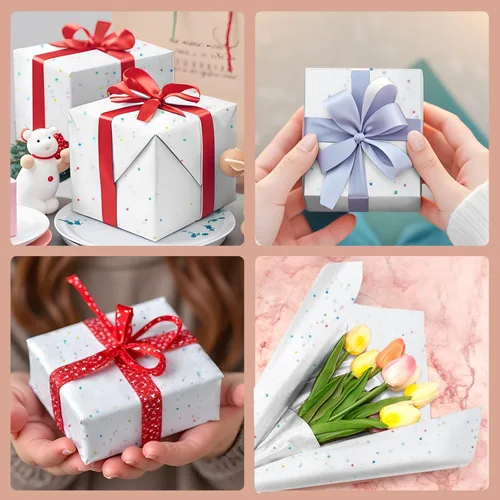 Miniatura 5 de Papel de seda blanco con purpurina para bolsas de regalo, 36 hojas de 14 x 20 pulgadas, papel de regalo reciclable para bodas, cumpleaños