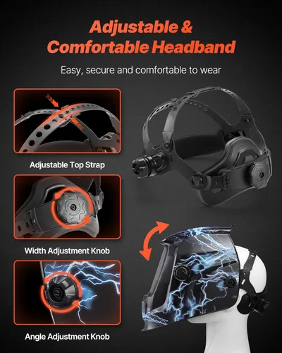 Miniatura 5 de VEVOR Casco de Soldadura de Oscurecimiento Automático, 3.66" x 1.69" Capucha de Soldadura de Color Verdadero, Máscara de Soldador con Energía Solar