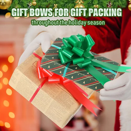 Miniatura 6 de 100 lazos de Navidad de 5 pulgadas para envoltura de regalos, lazos de envoltura de regalos con cinta para regalos de Navidad, decoración de boda