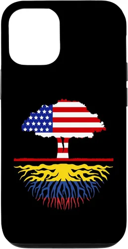 Miniatura 11 de Funda para iPhone 12 mini con diseño de raíces colombianas cultivadas en Estados Unidos y Colombia, con bandera de Estados Unidos