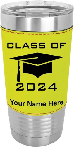Miniatura 18 de LaserGram Vaso aislado al vacío de 20 onzas, con grabado personalizado incluido (piel sintética, estilo béisbol)