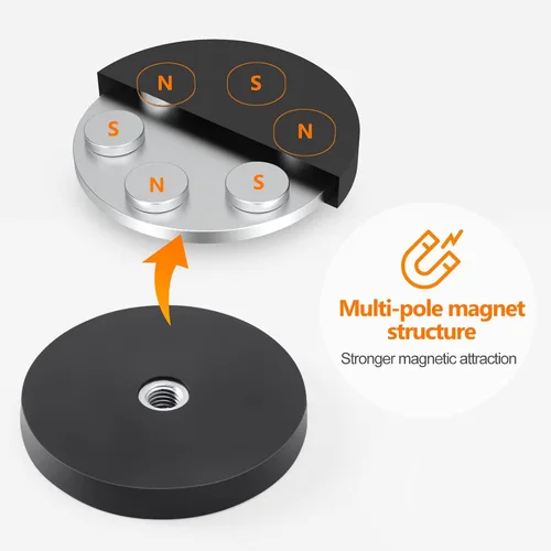 Miniatura 2 de Homde Gancho magnético resistente, combinación de 2 correas y 2 soportes magnéticos, colgador de garaje fuerte de 2.6 pulgadas para taller, caja