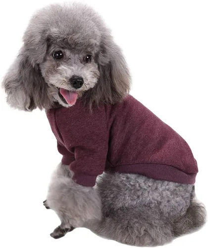 Miniatura 2 de Suéter de punto clásico para perros y mascotas, cálido para invierno, abrigo para mascotas, suéter suave para perros pequeños (XS, marrón)