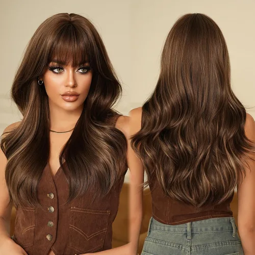Miniatura 8 de 7JHH WIGS Pelucas de 24 pulgadas de largo, ondulado, color castaño oscuro, rubio, con raíces oscuras, rizado, afro, grande, flexible, esponjoso