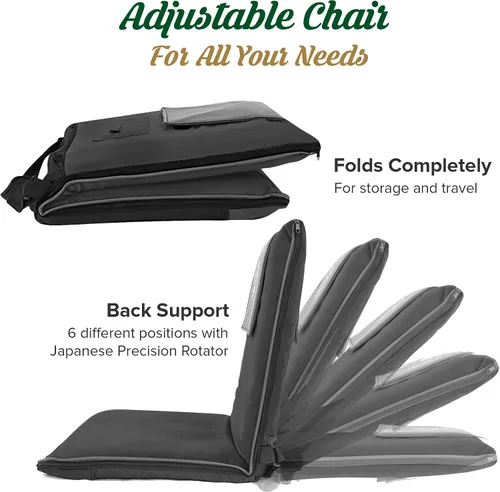 Miniatura 6 de Silla de meditación japonesa con respaldo para adultos, silla de meditación premium con respaldo ajustable y plegable para sentarse, yoga