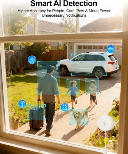 Miniatura 4 de Cámara de seguridad de ventana de 4MP 2K, cámara inalámbrica WiFi 5G y 2.4GHz, monitor de visión nocturna a color de luz negra, vidrio de montaje