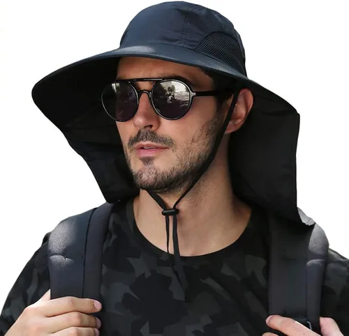 CLAPE Sombreros de protección solar para hombres y mujeres, sombreros de pesca de ala ancha con solapa para el cuello, de secado rápido,
