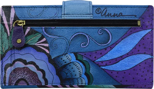 Miniatura 2 de Anna by Anuschka Cartera de dos pliegues de piel auténtica pintada a mano para mujer