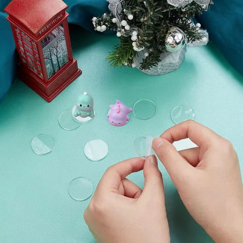 Miniatura 8 de FINGERINSPIRE 100 piezas de lámina de acrílico circular transparente de 1 pulgada, bases circulares en miniatura en blanco, disco de acrílico mini