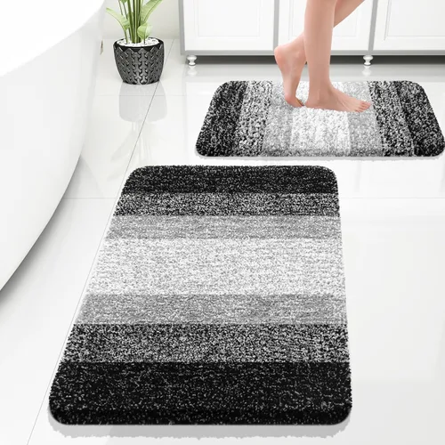 Miniatura 54 de OLANLY Juego de 2 alfombras de baño de microfibra suave y absorbente, antideslizantes, se pueden lavar y secar a máquina, alfombras de baño peludas