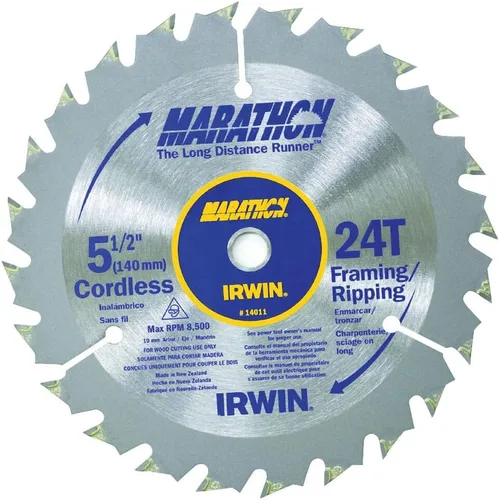 Miniatura 10 de IRWIN Tools MARATHON - Hoja de sierra circular inalámbrica de carburo, 6 1/2 pulgadas, 18T (14020)