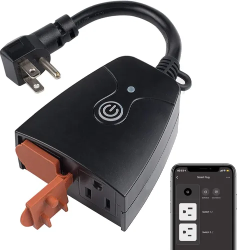 Miniatura 8 de Enchufe WiFi inteligente para exteriores, temporizador Wi-Fi resistente HBN con una toma de tierra, control remoto inalámbrico por aplicación
