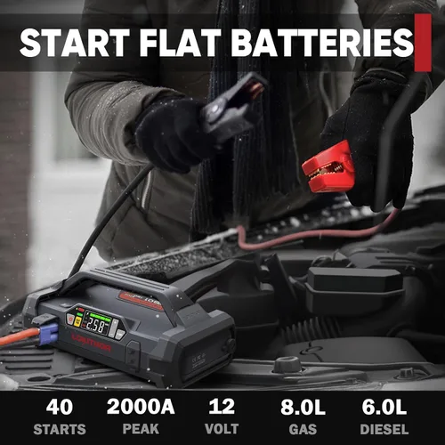 Miniatura 3 de LOKITHOR JA301 Arranque de Vehículo con Compresor de Aire, Paquete de Batería de Automóvil Portátil de 2000Amp 12V para Hasta 8.0L de Gasolina