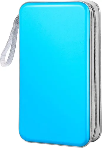 Funda para CD, 80 de capacidad, DVD, VCD, multimedia, Blu-ray, soporte para cartera, organizador de almacenamiento (azul cielo)