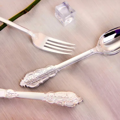 Miniatura 7 de WELLIFE Paquete de 50 cubiertos de plástico plateado, juego de cubiertos envueltos desechables, incluye 50 tenedores, 50 cuchillos, 50 cucharas y 50