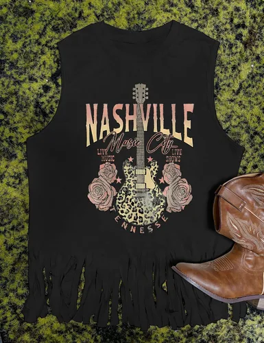 Miniatura 2 de iliheyov Nashville - Camiseta sin mangas para mujer, diseño de festival de música country, estampado gráfico, sin mangas, Nash Music