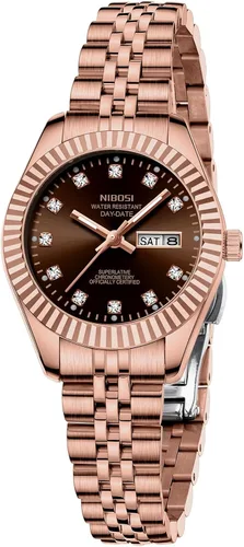 Miniatura 11 de NIBOSI Relojes para mujeres, reloj analógico de cuarzo, esfera de acero inoxidable con día y fecha, luminoso, impermeable, elegante, clásico