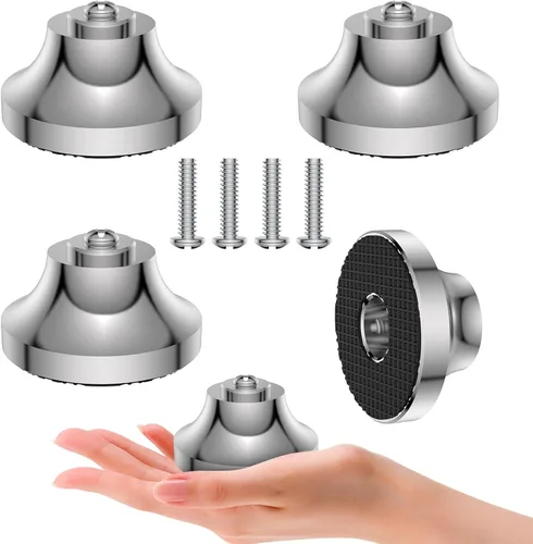 Audiocrast IF4021S - Almohadillas de aislamiento para altavoces de alta fidelidad, 4 unidades, acero inoxidable, 1.575 x 0.827 in, plateado,