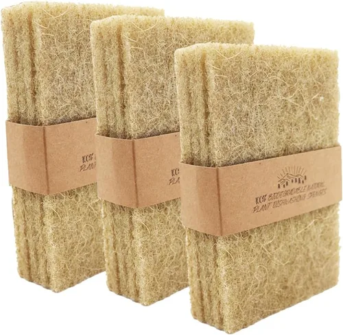 Miniatura 7 de Almohadillas naturales para fregar, paquete de 10 unidades - Estropajo de sisal antiarañazos, almohadillas de limpieza de sisal, de fibra de coco