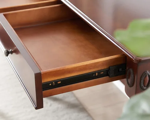 Miniatura 5 de LEEMTORIG SSZ-1533-WD - Escritorio de escritura vintage de madera maciza con 2 cajones, mesa de escritura de madera de cerezo de 39.4 pulgadas