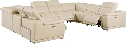 Miniatura 63 de BlackJack Furniture Venice - Juego de sofá reclinable seccional de cuero italiano de grano superior de 12 piezas con 4 reclinables eléctricos