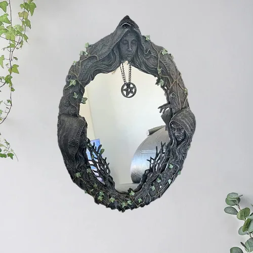 Miniatura 2 de fenlan Triple Moon Goddess - Espejo de pared con espejo retro puntiagudo