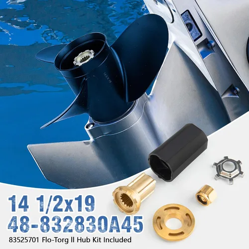 Miniatura 5 de Hélice de barco mejorada de 14 1/2 x 19 paso 48-832830A45 compatible con motores fueraborda Mercruiser Alpha One y Mercury 135-300 Hp, hélice