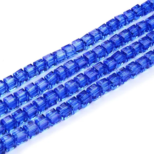 Miniatura 13 de 2 hebras checas de cristal en forma de cubo facetado sueltas cuentas espaciadoras a granel 0.236 in (0.24 pulgadas) Peridot Shimmer (190-196 piezas)