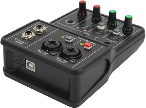 Mezclador de dos canales más barato, mezclador de sonido pequeña interfaz de grabación de audio, 2 canales mezclador de audio USB 48V Power Compact