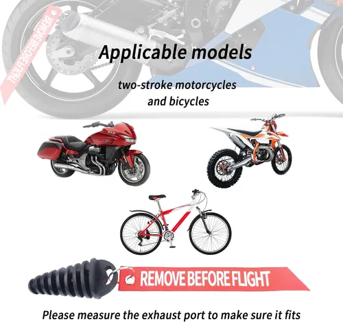 Miniatura 7 de 2 tapones de escape de motocicleta de 0.6 a 1.5 pulgadas, silenciador de escape de goma para motocicleta, tubo de escape de 2 tiempos, accesorios