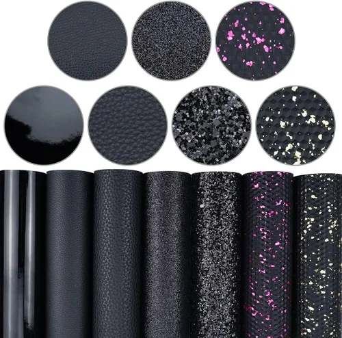 Miniatura 27 de Litchi Paquete de 6 hojas de cuero sintético de 8 x 12 pulgadas para aretes de lazo, tela de vinilo fácil de cortar para Cricut, cuero sintético