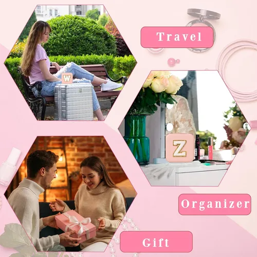 Miniatura 6 de ChezMax Joyero de viaje, organizador de joyas, caja de joyería pequeña, joyero personalizado, accesorios de viaje para mujeres y niñas, organizador