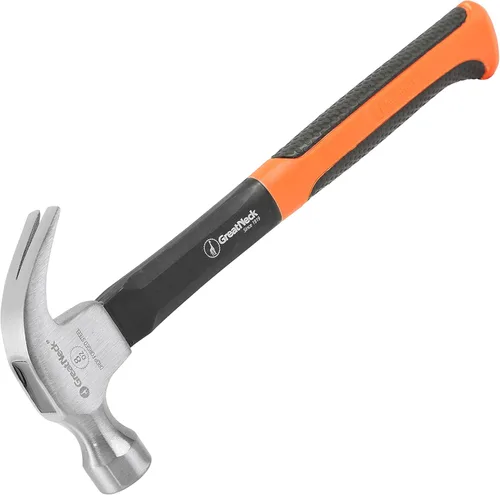 GreatNeck HG8C - Martillo de garra curvada de fibra de vidrio, martillo pequeño, martillo de uñas, herramientas de martillo, herramienta de