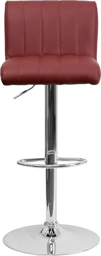 Miniatura 14 de Flash Furniture Taburete de bar de altura ajustable de vinilo acolchado gris contemporáneo con brazos y base cromada