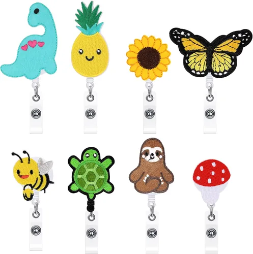 8 carretes retráctiles de fieltro para gafete de enfermera, diseño lindo con temática, regalo pediátrico para enfermeras, doctores, tarjetas de