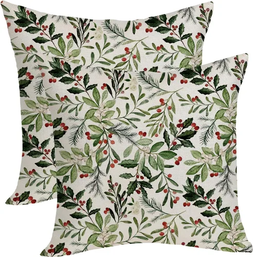 Miniatura 9 de Fundas de almohada navideñas de 18x18 pulgadas, paquete de 2, cuadros búfalo rojo y negro con ciervo, fundas de almohada decorativas, decoración