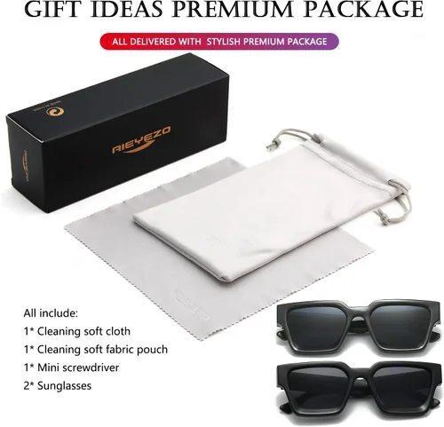 Miniatura 18 de AIEYEZO Gafas de sol cuadradas para mujeres y hombres, gafas de sol cuadradas con montura gruesa, estilo de diseñador simple