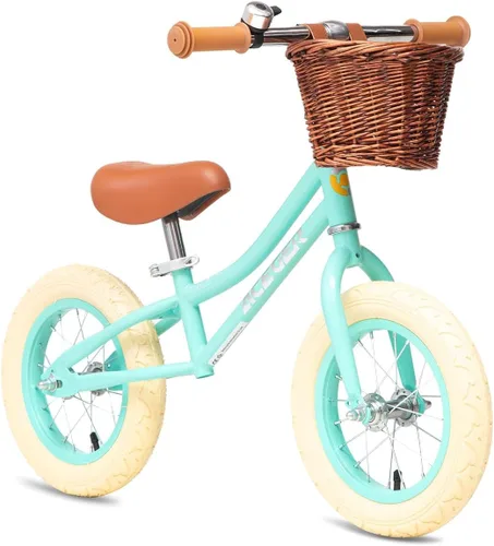 Miniatura 9 de ACEGER Bicicleta de equilibrio de 12" para niños con canasta, bicicleta para niños pequeños para fortalecer las piernas y mejorar el equilibrio