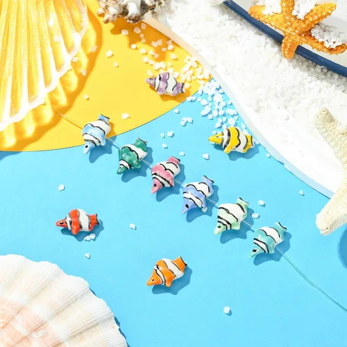 Miniatura 6 de LiQunSweet 10 pcs 10 Colors Handmade Ceramic Porcelain Fish Beads Ocean Animals Spacer Beads for DIY Jewelry Bracelet Necklace Earring Crafts Bag