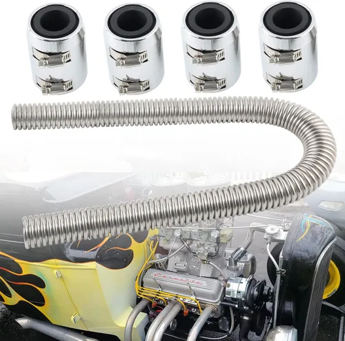 Miniatura 9 de Manguera de radiador flexible universal de 24 pulgadas, adaptador universal de mangueras de agua de acero inoxidable, kit de manguera de radiador