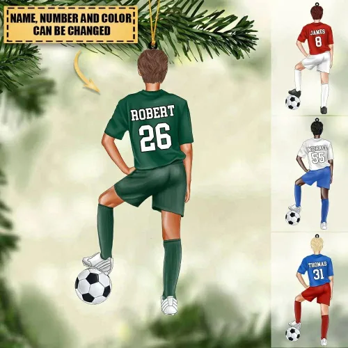 Miniatura 2 de Adorno de Navidad personalizado para jugador de fútbol; regalo personalizado para colgar en el árbol de Navidad 2D; gran idea de regalo