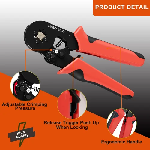 Miniatura 2 de AWG 23-7 Kit de herramientas de crimpado de virola con 1800 conectores, alicates de trinquete autoajustables para terminales de extremo y anillo