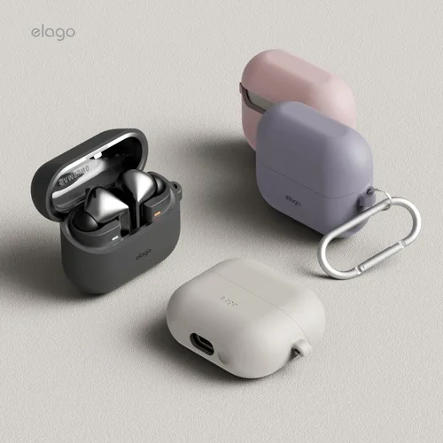 Miniatura 3 de elago Compatible con Samsung Galaxy Buds 3 Pro y 3 y 3 FE, funda de silicona de alta calidad con mosquetón, protección completa, carga inalámbrica